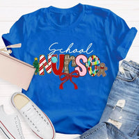 Festive Bow Holiday Nurse Tee, School Nurse Christmas Shirt, Merry Christmas RN T-Shirt, School Healthcare Worker Xmas Present