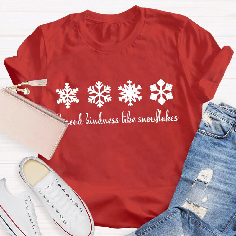 Christmas Teacher Shirt, Spread Kindness Like Snowflakes T-Shirt, Festive Holiday Graphic Tee, Winter Kindness Tee, Adorable Xmas Teacher Present