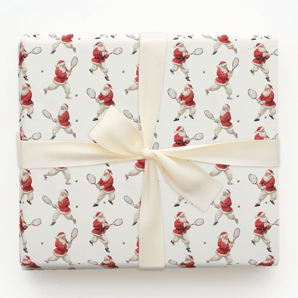 Vintage Tennis Holiday Wrapping Paper, Tennis Santa Christmas Wrapping Paper, Tennis Player Gift Wrap, Athletic Xmas Gift Wra