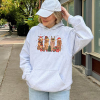 Adorable Holiday Dog Graphic Sweatshirt, Golden Retriever Christmas Hoodie, Festive Xmas Golden Pup Hooded Pullover, Dog Lover Present