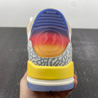Low Top Sneakers, Blue White Yellow Colorway, Gradient Colorway, Lace Up Design, Casual Gift for Sneaker Fans