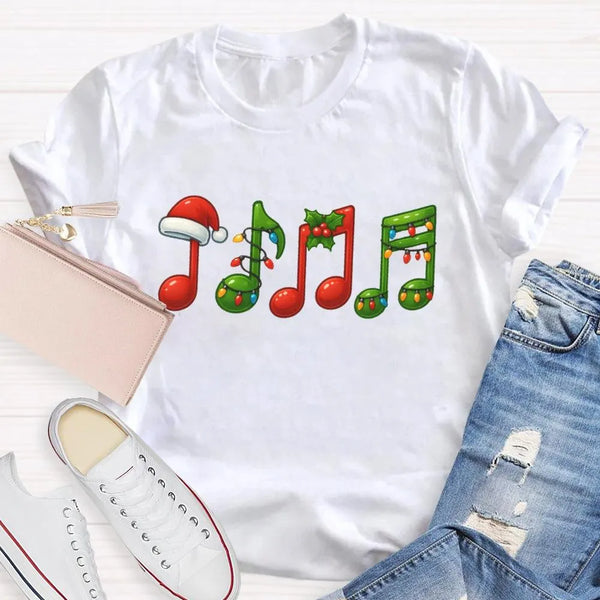 Festive Music Notes Holiday Shirt, Christmas Musical Symbols T-Shirt, Xmas Musician Graphic Tee, Music Lover Apparel, Holiday