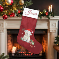 Custom Bear Cub Holiday Stocking, Polar Bear Christmas Stocking, Personalized Xmas Stocking, Adorable Animal Christmas Decor, Kids Holiday Present