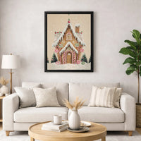 Candy Cane Holiday Print, Gingerbread House Christmas Wall Art Digital Download, Printable Festive Canvas Poster, Adorable Xmas Home Decor