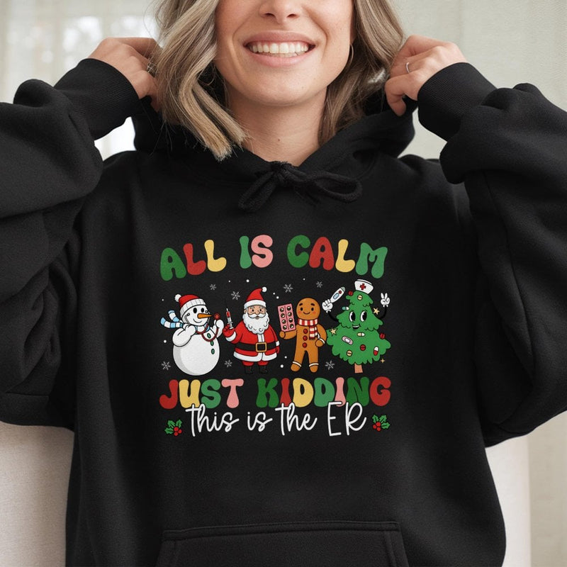 Emergency Room Holiday Hooded Sweatshirt, Humorous ER Nurse Christmas Hoodie, Medical Staff Pullover, Doctor Xmas Graphic Hoodie, Nurse Present