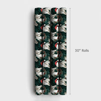 Equestrian Wreath Santa Gift Wrap, White Horse Christmas Wrapping Paper, Evergreen Holiday Horse Wrapping Paper, Festive Horse Gift Wrap