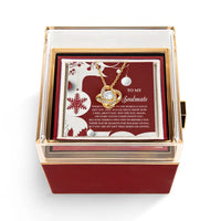 CZ Crystal Love Knot Pendant, Soulmate Love Knot Necklace, Rotating Rose Box Knot Necklace, Romantic Christmas Jewelry Present for Her