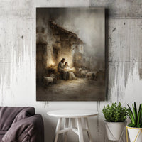 Holy Family Manger Canvas Print, Nativity Scene Canvas Wall Art, Christian Christmas Wall Decor, Religious Canvas Art, Spiritual Home Present