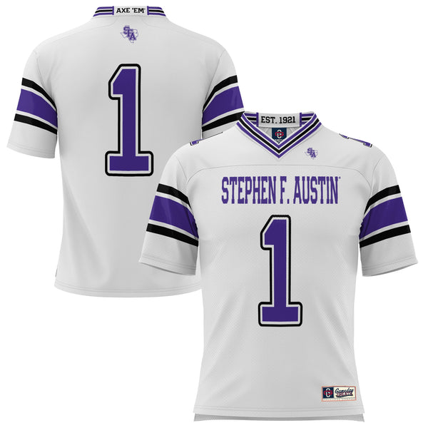 #1 Stephen F Austin Lumberjacks Endzone Football Jersey - White