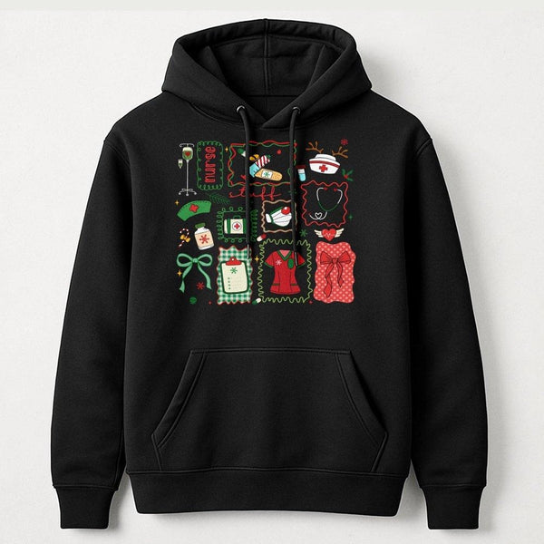 Festive Medical Holiday Graphic Sweatshirt, Christmas Nurse Hoodie, RN LPN Nursing Student Pullover, Adorable Hospital Christ