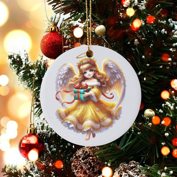 Adorable Holiday Fairy Ornament, Christmas Angel Ornament, Ceramic Angel Tree Ornament, Festive Xmas Keepsake, Holiday Presen