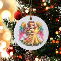 Christmas Angel Tree Ornament, Adorable Angel Ornament, Fairy Tale Holiday Ornament, Ceramic Angel Keepsake, Adorable Xmas Present for Kids