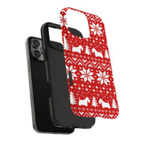 Ugly Holiday Dog Sweater Phone Case, Scottish Terrier Christmas Phone Case, Festive Dual Layer Phone Cover, Xmas Present for Scottie Lovers