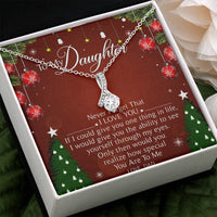 Infinity Ribbon Pendant Necklace, To My Daughter Ribbon Necklace, Cubic Zirconia Necklace from Dad, Meaningful Daughter Christmas Present
