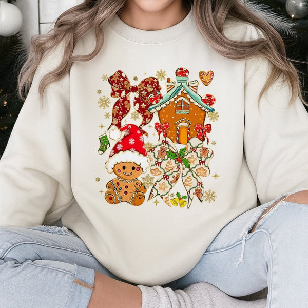 Holiday Gingerbread House Sweater, Gingerbread Man Christmas Sweatshirt, Adorable Xmas Pullover, Festive Christmas Crewneck, 