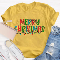 Festive School Holiday Shirt, Merry Christmas Lights Teacher T-Shirt, Adorable Christmas Teacher Graphic Tee, Xmas Educator Present for Teacher