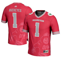 #1 Ohio State Buckeyes Icon Print Football Fashion Jersey - Scarlet