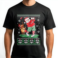 Reindeer Caddy Golf T-Shirt, Santa Golfing Christmas Shirt, Humorous Ugly Christmas Golf Tee, Retro Holiday Sports Shirt, Golf Lover Xmas Present
