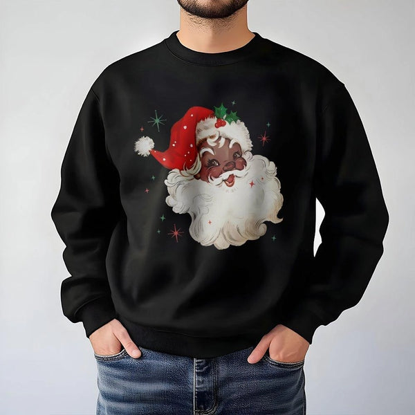 African American Santa Sweatshirt, Black Santa Christmas Sweatshirt, Retro Holiday Crewneck, Vintage Xmas Pullover, Comfy Hol