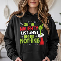 Peace Sign Holiday Sweatshirt, Naughty List Christmas Hoodie, Humorous Naughty List Hoodie, Sarcastic Christmas Hooded Sweater, Holiday Present