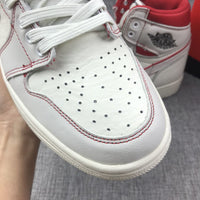 High Top Sneakers, White Red Colorway, Lace Up Design, Casual Gift for Sneaker Fans