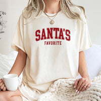 Varsity Christmas Shirt, Santa's Favorite T-Shirt, Adorable Festive Holiday Graphic Tee, Retro Xmas Lettering T-Shirt, Family Christmas Present