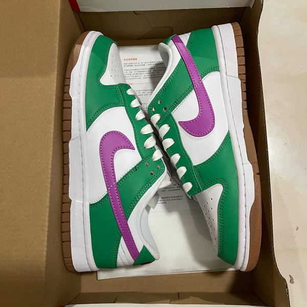 Low Top Sneakers, White Green Colorway, Lace Up Design, Casual Gift for Sneaker Fans