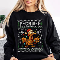 Screaming Chicken Holiday Sweatshirt, F-Caw-F Ugly Christmas Sweatshirt, Humorous Bird Humor Xmas Sweatshirt, Ugly Xmas Party Crewneck