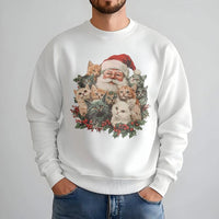 Retro Cat Lover Christmas Sweatshirt, Santa Claus and Kittens Sweatshirt, Holiday Kitten Crewneck, Vintage Xmas Pullover, Cat Sweatshirt