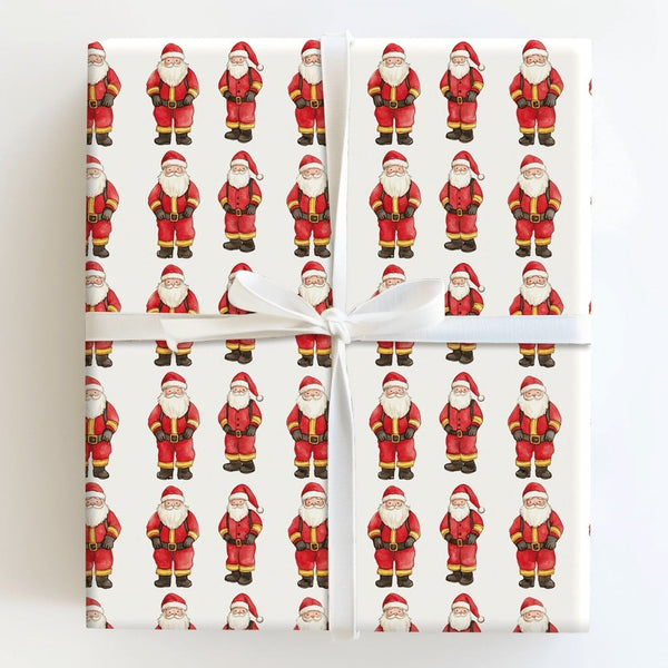 Vintage Watercolor Santa Gift Wrap, Classic Santa Claus Wrapping Paper, Traditional Santa Christmas Paper, Holiday Gift Wrapp