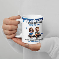Custom Mom Son Cartoon Coffee Mug, Humorous Mother and Son Ceramic Mug, Son Birthday Coffee Cup, Christmas Present for Son from Mom
