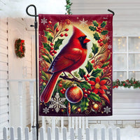 Winter Season Double Sided Lawn Flag, Cardinal Bird Christmas Garden Flag Red Cardinal Holiday Yard Flag, Outdoor Xmas Yard Banner