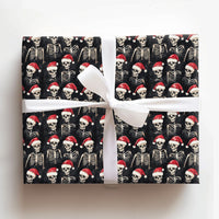 Santa Hat Gothic Gift Wrap, Spooky Skeleton Christmas Wrapping Paper, Creepy Holiday Season Wrapping Paper, Alternative Xmas Gift Wrap Roll