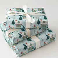Winter Wonderland Gift Wrap, Snowy Christmas Village Wrapping Paper, Comfy Holiday House Wrapping Paper, Nostalgic Christmas Gift Wrap Roll