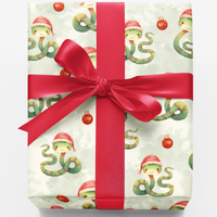 Santa Hat Reptile Gift Wrap, Christmas Snake Wrapping Paper, Adorable Snake Holiday Wrapping Paper, Humorous Animal Present Wrap, Xmas Present Paper