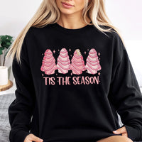 Tis the Season Holiday Sweatshirt, Christmas Tree Cake Sweatshirt, Retro Snack Cake Crewneck, Adorable Winter Sweater Festive Women Present