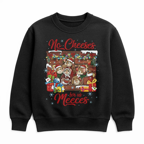 No Cheeses for Us Meeces Graphic Crewneck, Adorable Mouse Christmas Sweatshirt, Humorous Muppet Holiday Sweater, Nostalgic Xm