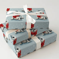 Adorable Winter Seal Gift Wrap, Baby Seal Christmas Wrapping Paper, Watercolor Animal Wrapping Paper, Holiday Gift Wrap, Winter Present Roll