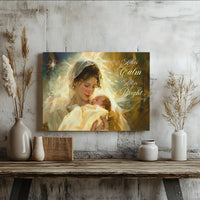 All Is Calm All Is Bright Print, Virgin Mary and Baby Jesus Canvas Art, Nativity Catholic Christmas Canvas Wall Decor