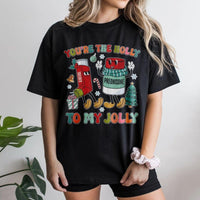 Holly Jolly Inhaler RT Shirt, Respiratory Therapist Christmas T-Shirt, Retro Medical Graphic Tee, Humorous Respiratory Care Holiday Shirt