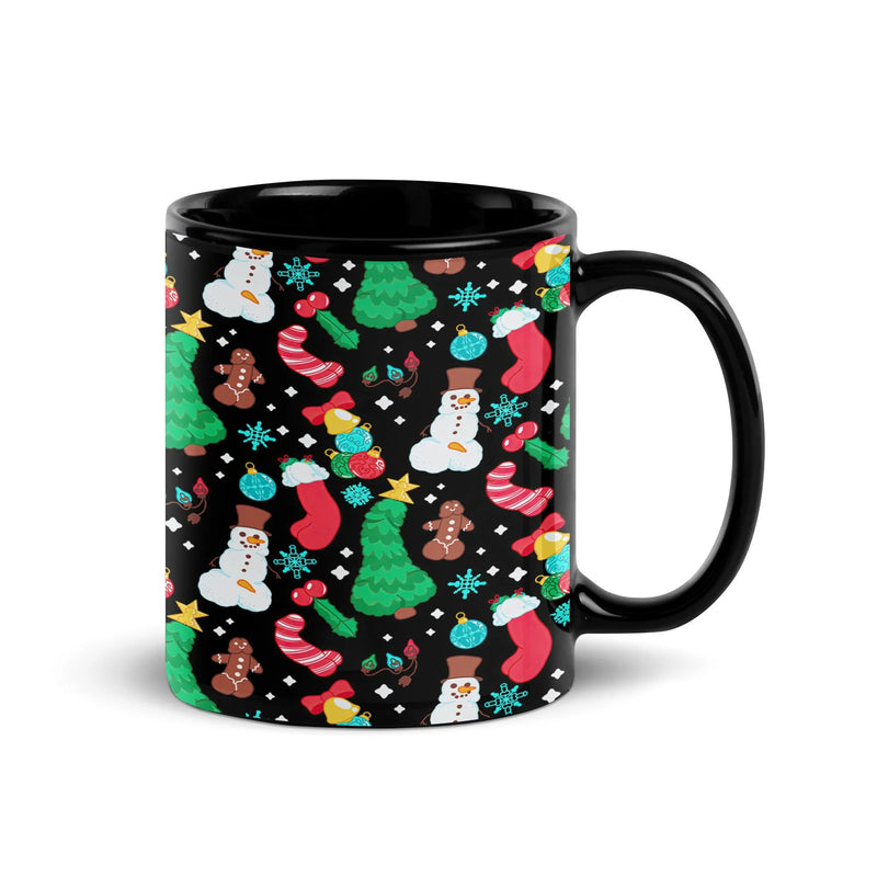 Festive Snowman Gingerbread Tree Coffee Mug, Christmas Holiday Mug, Adorable Winter Holiday Pattern Ceramic Cup, Xmas Season Drinkware