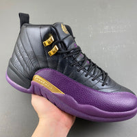Retro High Top Sneakers, Black Yellow Purple Colorway, Leather Footwear, Lace Up Design, Casual Gift for Sneaker Fans