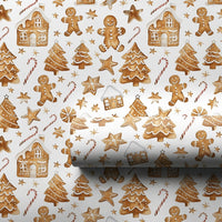 Watercolor Holiday Village Gift Wrap, Gingerbread Man Wrapping Paper, Festive Gingerbread Wrapping Paper, Adorable Christmas Wrapping Paper