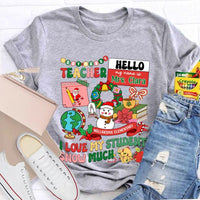 Custom I Love My Students Snow Much Shirt, Personalized Teacher T-Shirt, Christmas Teacher Tee, Custom School Name Holiday Graphic Shirt