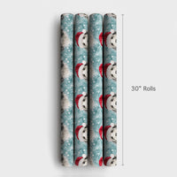 Santa Hat Dog Holiday Gift Wrap, Bearded Collie Christmas Wrapping Paper, Winter Pet Lover Paper Roll, Christmas Gift Wrap