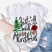 Adorable Holiday Educator Graphic Tee, Christmas Tree Apples Teacher T-Shirt, Festive School Winter Shirt, Merry Christmas Teacher Present Tee