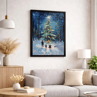 Snowy Winter Landscape Canvas Print, Christmas Tree Forest Wall Art Print, Holiday Oil Painting Wall Art, Digital Download Printable Art