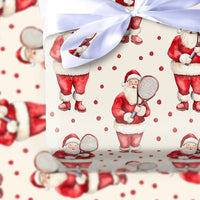 Sporty Christmas Gift Wrap, Santa Tennis Wrapping Paper, Watercolor Tennis Player Holiday Wrapping Paper, Adorable Santa Claus Gift Wrap Roll