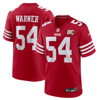 San Francisco 49ers Fred Warner Scarlet 80th Anniversary Game Jersey