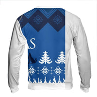 Nordic Winter Pattern Wildlife Crewneck, Howling Wolf Ugly Christmas Sweatshirt, Forest Animal Holiday Sweater, Nature Lover Pullover